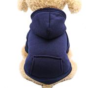 Fashion Focus On New Winter Sweat à capuche avec poches en coton chaud pour chiens de petite taille pour chihuahua, vêtements pour chiots et chats (bleu marine, taille XS)