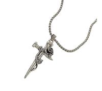 Fashion Forward Collier avec pendentif crucifix en forme de fleur en alliage pour tenues décontractées ou occasions spéciales - Bijou crucifix vintage gravé à fleurs, taille unique, Comme décrit