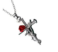 Fashion Forward Collier avec pendentif crucifix en forme de fleur en alliage pour tenues décontractées ou occasions spéciales - Bijou crucifix vintage gravé à fleurs, taille unique, Comme décrit