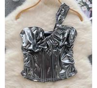 Fashion Forward Débardeur tube à une épaule pour femme, tenue adaptée pour les vacances et les clubs (L gris)