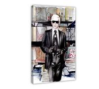 Fashion Guru Karl Lagerfeld 5 Poster sur toile et décoration murale moderne pour chambre de famille 50 × 75 cm Cadre Style 1