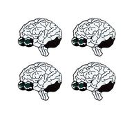Fashion Human Brain Shaped 4pcs Cute Brooch Pins Set Alloy Clothes Hat Pin Decor for Women Breastp
