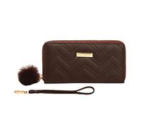 Fashion ID Portefeuille court Hairball Couleur unie Femme Fermeture éclair Portefeuille Plusieurs compartiments pour cartes Pochette Pochette pour téléphone portable Pochettes pour cartes de crédit