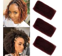 FASHION IDOL Afro Kinkys Bulk Human Hair for Dreadlock Extensions Loc Repair Braiding Twist Afro Kinky Human Hair for Locs 1 Pack 50 Gram 1.8 Oz One and Three Pack for Sale (Bourgogne, 40CM（3Pack）)