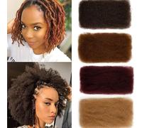 FASHION IDOL Afro Kinkys Lot de 3 paquets d'extensions de cheveux humains pour dreadlocks - 40,6 cm - 150 g - Brun foncé - 150 g