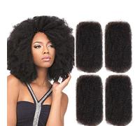 FASHION IDOL Afro Kinkys Lot de 4 paquets d'extensions de cheveux humains pour dreadlocks - 50,8 cm - 200 g - Noir naturel - 201,3 g