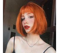 FASHION IDOL Bob perruque de cheveux humains avec frange pour les femmes noires court cheveux raides 25CM naturel noir sans colle machine court bob perruques