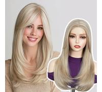 FASHION IDOL perruque à frange pour femmes Postiche à plusieurs niveaux avec une frange ondulée vers l'intérieur qui met en valeur les traits du visage Sans colle pour un usage quotidien