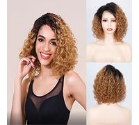 FASHION IDOL perruque de cheveux humains courte avant de lacet femmes perruque bouclée partie latérale longueur d'épaule perruque pré-tirée avec des cheveux de bébé