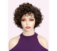 FASHION IDOL Pixie Curly Naturel Noir Perruque de cheveux humains de type C Lace Wear and Go Short Curly Bob Perruque pour femmes 8 pouces