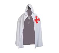 FASHION ITEM Cape médiévale de chevalier templier pour Halloween (blanc, taille unique)