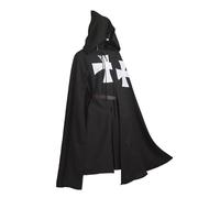 FASHION ITEM Cape médiévale de chevalier templier pour Halloween (noir, taille unique)