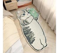 FASHION ITEM Tapis touffeté à poils longs en forme de chat de dessin animé, pour chambre à coucher, salon (chat qui aime prendre des selfies)