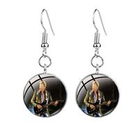 Fashion Johnny Hallyday Boucles d'oreilles pendantes en forme de dôme en verre plaqué bronze, 25, Verre, Péridot créé.