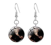 Fashion Johnny Hallyday Boucles d'oreilles pendantes en forme de dôme en verre plaqué bronze, 25, Verre, Péridot créé.
