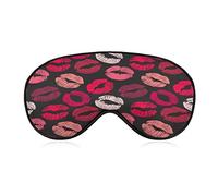 Fashion Lip Traces on Black Sleeping Blindfold Mask Cute Eye Shade Cover avec sangle réglable pour femmes hommes nuit