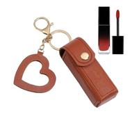 Fashion Lipstick Holder - Portable Cosmetic Case for Gift Giving | PU Leather with Heart Pendant, 9x3cm Size, 21g Lightweight Storage Bag for Perfume, Nail, Purse, Christmas