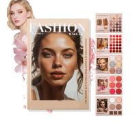 Fashion Makeup Palette Book, 5 Layer Makeup Book Palette, Multifunctional Fashion Make Up Book, Professional 24-Color Eyeshadow Palette, Long Lasting High Pigment Highlighter & Blush for Women (A)