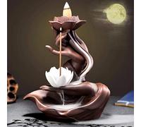 Fashion&Man Brûleur d'encens Bouddha à refoulement en Forme de Cascade - Brûleur d'encens Zen en céramique - pour Le Bureau, Le Yoga, la méditation, la Relaxation + 20 cônes d'encens - Motif 1