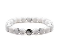 Fashion Men Women Taiji Yin Yang Feng Shui Charm Natural White Turquoise Black Breded Couple Bracelets Friendship Distance Bijoux