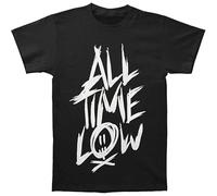 Fashion Mens Summer Tshirt Printed T Shirt All Time Low Band Scratch Name Logo Slim Fit T-Shirt Black S