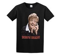 Fashion Men's T-Shirt Who is Dead Jessica Fletcher Angela Lansbury She Wrote and Crew Neck Tops Tee Black L