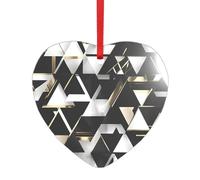 Fashion Modern Black White Gold Triangle Print Round Heart Acrylic Festive Accessories Ornement pour Noël Multi Scène Décorations Cadeaux