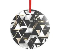 Fashion Modern Black White Gold Triangle Print Round Heart Acrylic Festive Accessories Ornement pour Noël Multi Scène Décorations Cadeaux