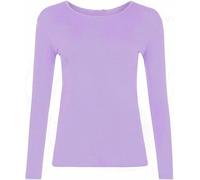 FASHION MY LOVE Femme Manches Longues Col Rond T-Shirts Basiques Stretchy Décontracté d'été Tops UK Taille Plus 8-26, lilas, 36-38