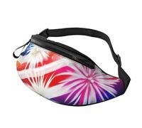Fashion Patriotic Sac banane pour homme et femme Motif drapeau patriotique 4 juillet Grand sac banane avec poches zippées réglable pour fitness, exercice, escalade, course à pied, randonnée, promenade