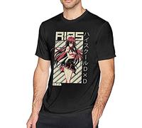 Fashion Personality Men's Cotton's T T-Shirts à Manches courtess Rias High School DXD Short Sleeve Soft Man's TT-Shirts à Manches courtess Tops for Mens Custom Short Sleeve Top Tees Black(Large)