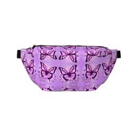 Fashion Purple Butterfly Sac banane de course à pied, léger et confortable, adapté pour les voyages, le shopping, le cyclisme et le fitness
