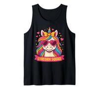 Fashion Rainbow Hair Heart Lunettes de soleil Unicorn Squad Débardeur