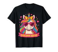 Fashion Rainbow Hair Heart Lunettes de soleil Unicorn Squad T-Shirt
