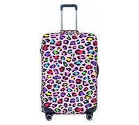 Fashion Rainbow - Housses de protection pour bagages de voyage - Motif léopard et rose - Housses élastiques pour valises de 45 à 32 cm, Noir, X-large
