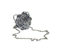 Fashion Rose Evening Sac à main avec Stral Président Petit Sac à bandoulière Parfait pour la mariée et le bal de fin d'année Sac de demoiselle d'honneur, Argent électroplaté