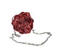 Fashion Rose Evening Sac à main avec Stral Président Petit Sac à bandoulière Parfait pour la mariée et le bal de fin d'année Sac de demoiselle d'honneur, rouge électroplaqué
