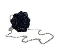 Fashion Rose Evening Sac à main avec Stral Président Petit Sac à bandoulière Parfait pour la mariée et le bal de fin d'année Sac de demoiselle d'honneur, Noir