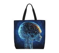 Fashion Sac D'Épaule Cerveau D'Intelligence Artificielle Sacs De Courses Polyester Sac À Main Pour Usage, Plage, Aux Voyages, 40X50X15Cm