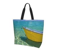 Fashion Sacs De Courses Heure Du Lever Du Soleil Sur Boat Beach Sac A Provisions Grandes Sac D'Épaule Pour Usage, Aux Voyages, Shopping, 40X50X15Cm