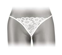Fashion Secret String Blanc Libertin avec Perles à l'Entre-Jambes Taille Unique