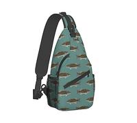 Fashion Sling Backpack, Bag, Fishing Fish Bass Small Mouth Lake Blue Great Lakes Art Chest Pack Crossbody Bags, Tool Backpack, Gym Bags Sack Daypack Outdoor Backpack for Man Women Lady