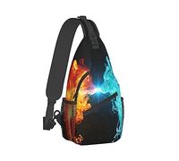 Fashion Sling Backpack, Daypack, Fire And Ice Wolf Art Crossbody Chest Rucksack, Tote Bags, Gym Bags Sack Daypack Outdoor Backpack for Man Women Lady