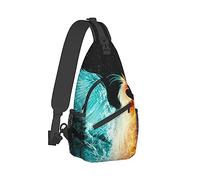 Fashion Sling Backpack, Sac à dos, Ice Water Fire Flame Phoenix Bird Art Crossbody Daypacks Chest Shoulder Packs, Carry On Bag, Outdoor Sport Daypack Travel Bag for Men Women
