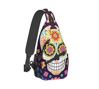 Fashion Sling Backpack, Sac, Sugar Skull Colorful Day Of The Dead Art Chest Pack Crossbody Bags, Tool Backpack, Gym Bags Sack Daypack Outdoor Backpack for Man Women Lady