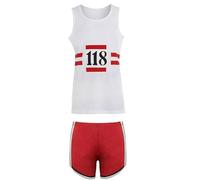 Fashion Sports Dude Déguisement de marathon rétro unisexe 118 - T-shirt et short - Costume amusant des années 80 - Tailles S à XL - Pour homme et femme (118 costumes, moyen)