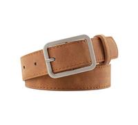 Fashion Square Pin Buckles Belts Women Silver Buckle for Jeans Retro Wild for Waistbands Student Strap(Camel)