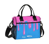 Fashion Street Graffiti Peinture Bleu Rose Sac à déjeuner pour filles Sac à déjeuner thermique avec bandoulière pour enseignant Collège S