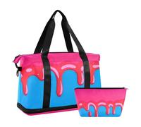 Fashion Street Graffiti Peinture Rose Bleu Sac de marin avec poche nasale Sangle réglable Sport Gym Sac pour Yoga Grande capacité pour hommes femmes