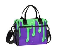 Fashion Street Graffiti Peinture Vert Violet Sac à déjeuner pour le travail Sac à déjeuner bandoulière réglable avec bandoulière Adolescent Cuisine S